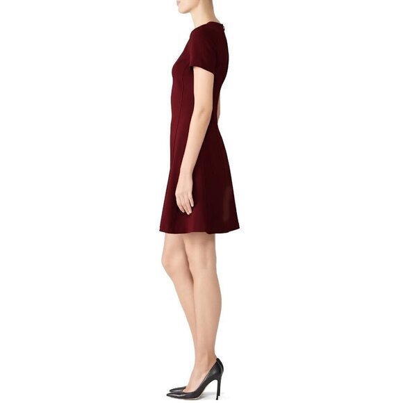 Theory Modern Seamed Fit Flare Mini Dress Red Womens Size 2 - Picture 3 of 11